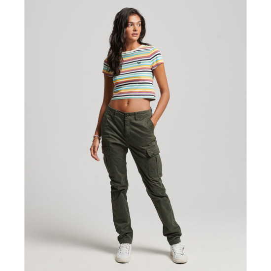 Superdry Γυναικεία κοντομάνικη μπλούζα Vintage Stripe Crop T-Shirt